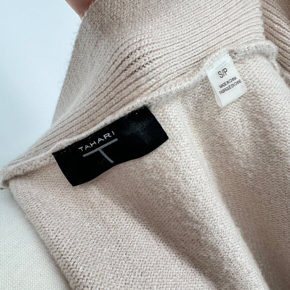 T Tahari Open Front Cardigan Sweater With Wide Sleeves Beige Size Small - Picture 9 of 12